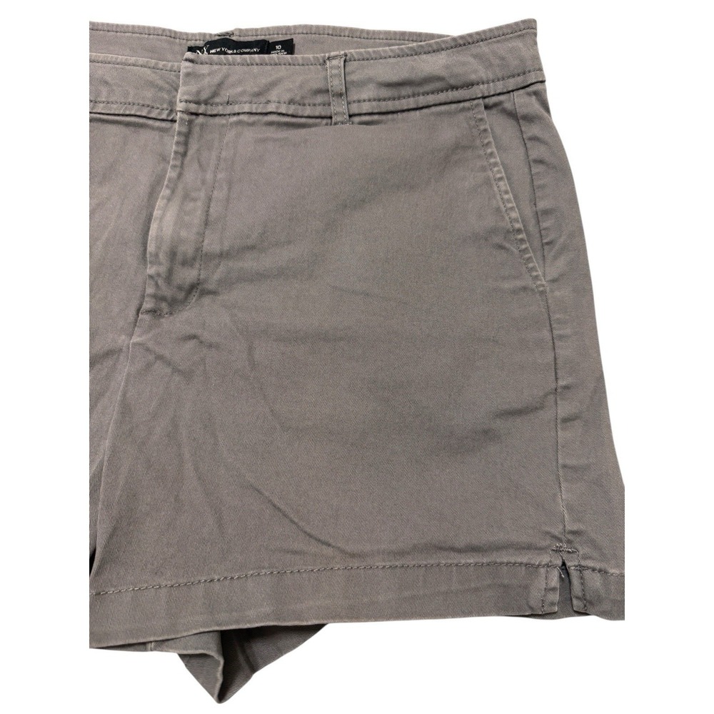 NY &‎ Co Chino Shorts Womens 10 Gray Cotton Stretch Flat Front Pockets - Picture 9 of 10